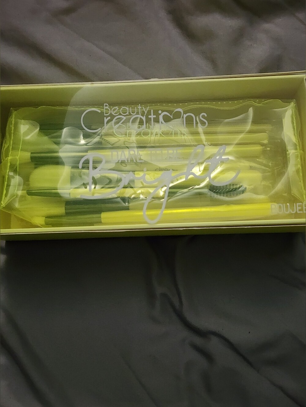 Beauty Creations Neon Yellow Makeup Brush Set with Matching Case